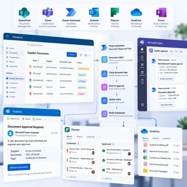 Microsoft 365 workflow integration across business tools