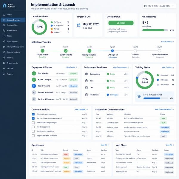 Technical implementation and stakeholder management