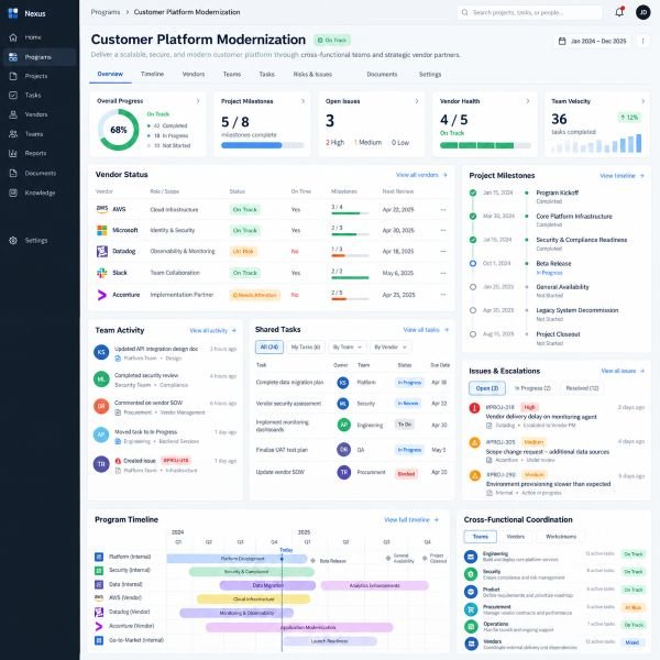 Vendor and developer coordination for technical projects
